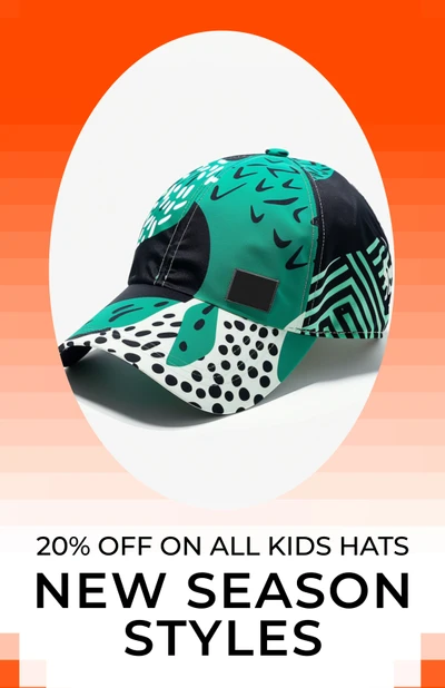 Teal Kids Hat New Season Poster with Discount Offer
