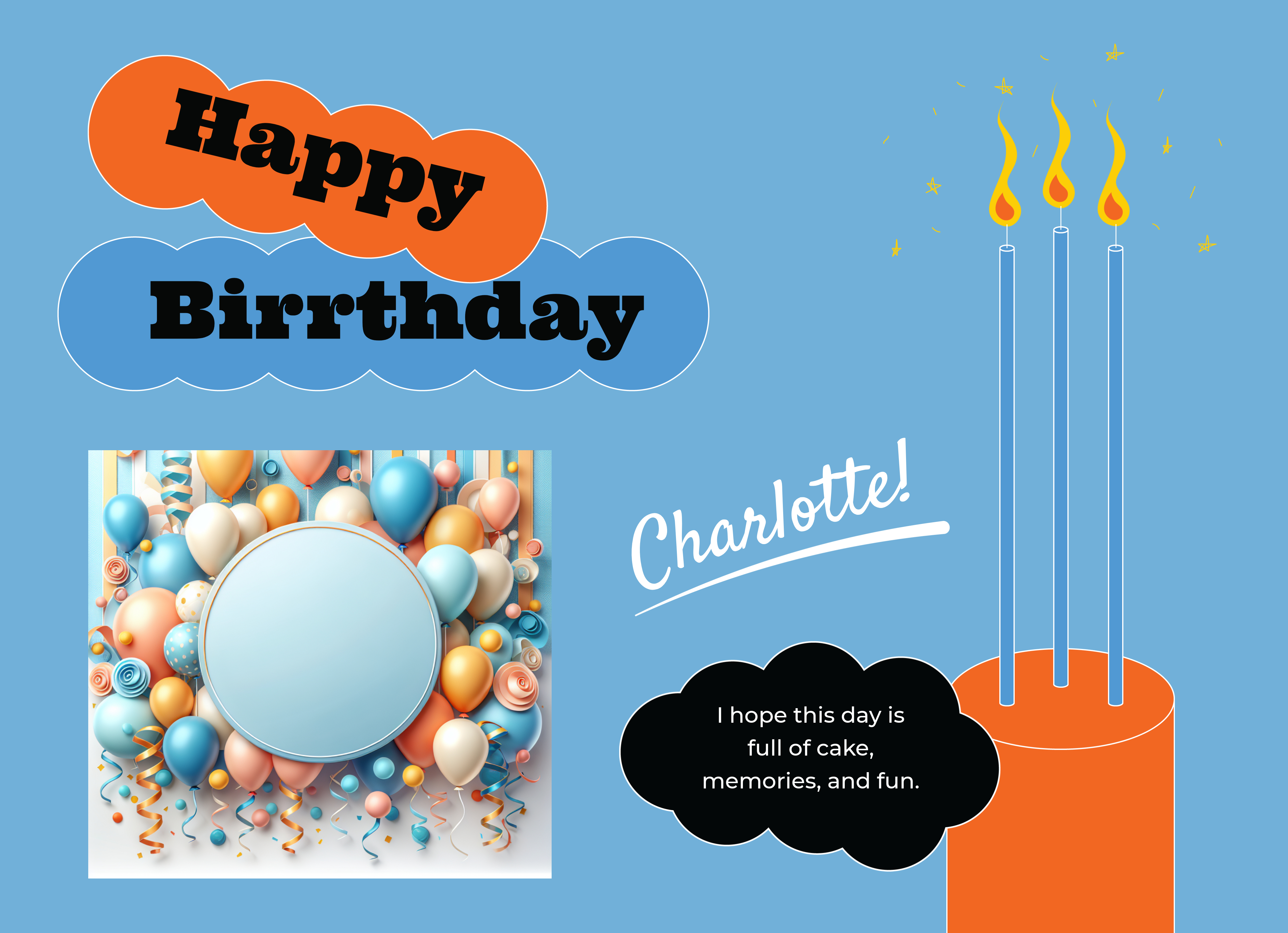 Vibrant Black and Orange Birthday Poster Design