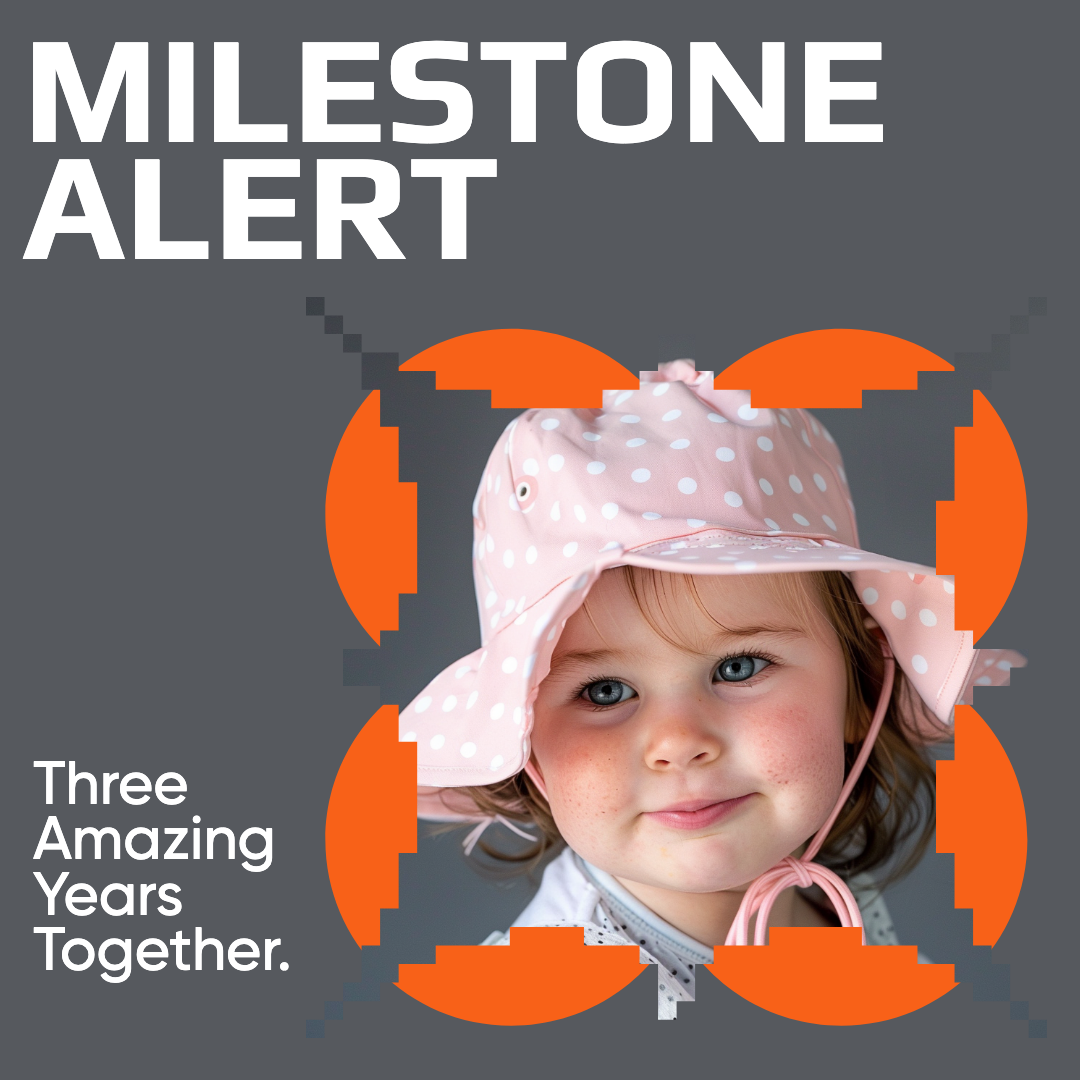 Cute Toddler Milestone Celebration Instagram Post in Orange and Grey