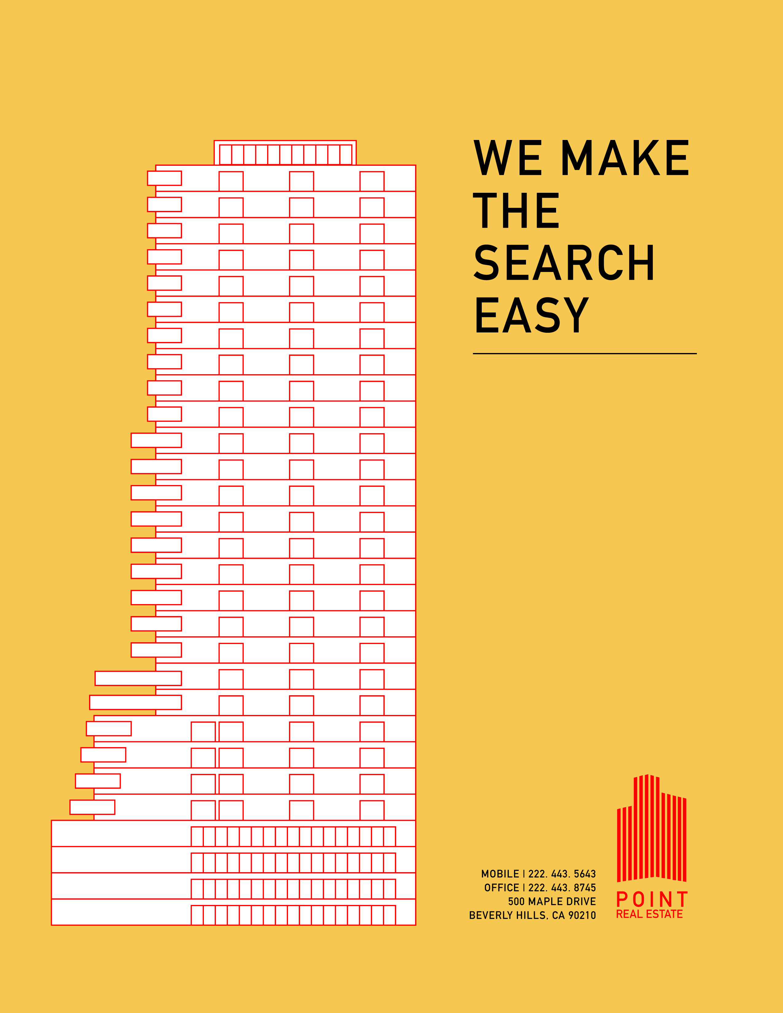 Template Bold Red and Gold Real Estate Poster