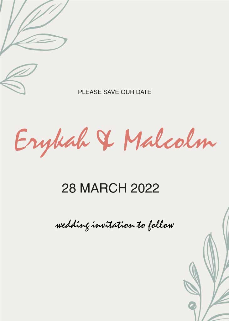 Elegant Grey and Coral Save-the-Date Invitation