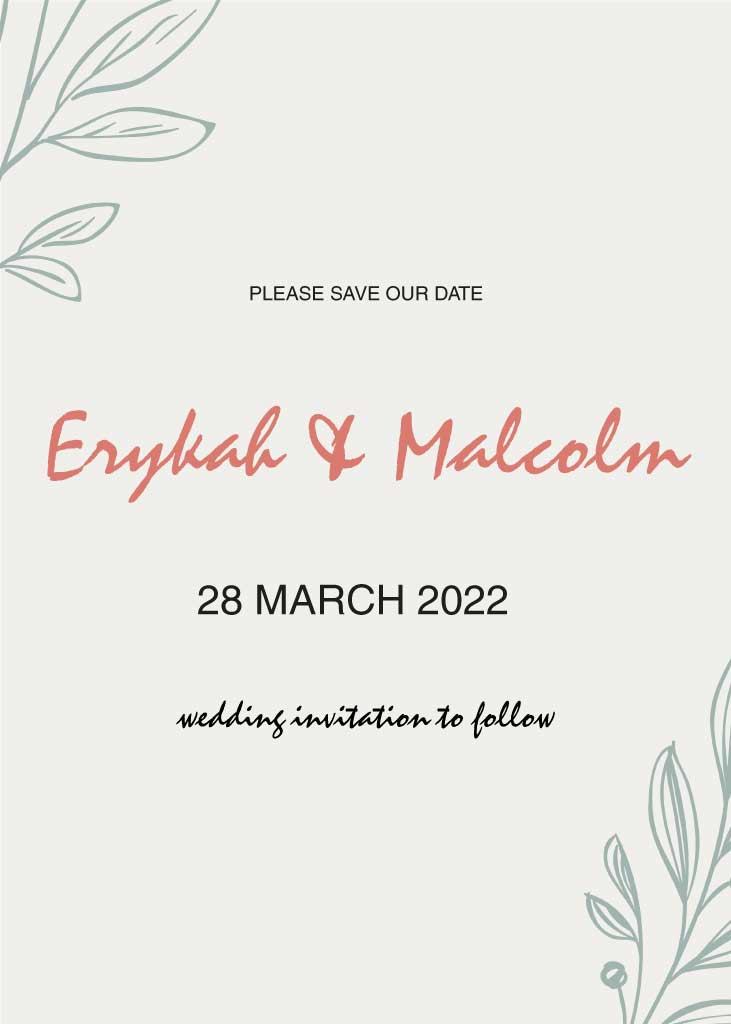 Template Elegant Grey and Coral Save-the-Date Invitation