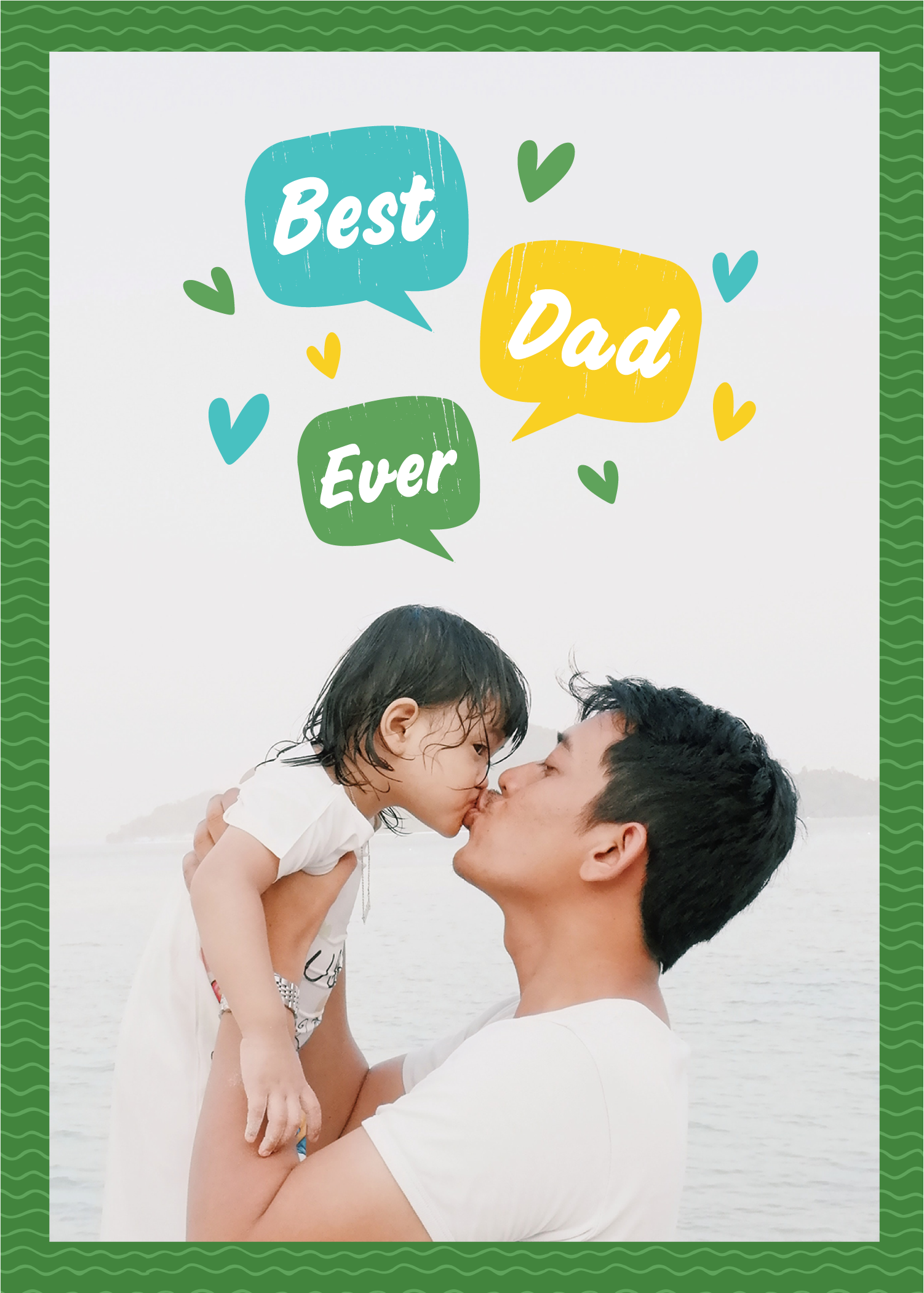 Template Cherished Moments with Dad Green Poster Design