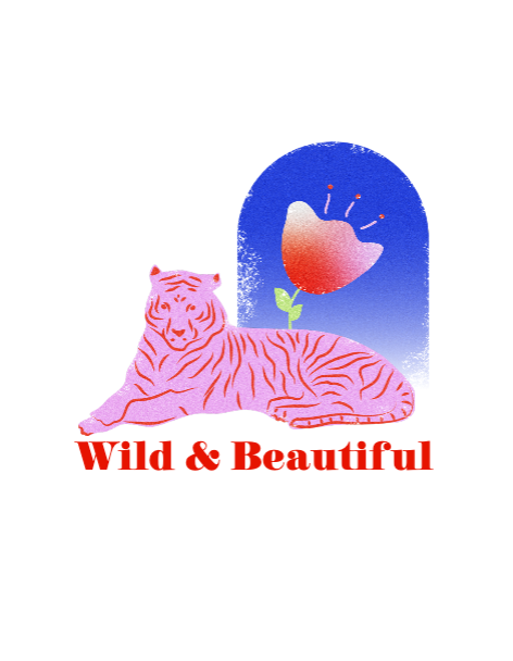 Pink Tiger Blue Bloom Poster Design