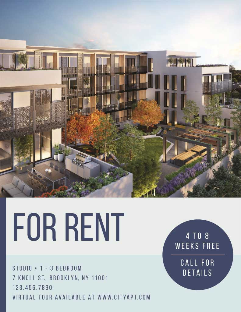 Template Stylish Blue Rental Property Ad Poster