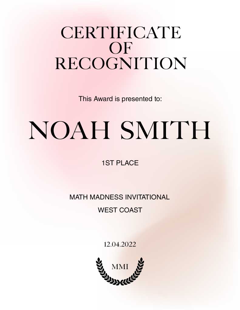 Elegant Pink Certificate of Recognition Template