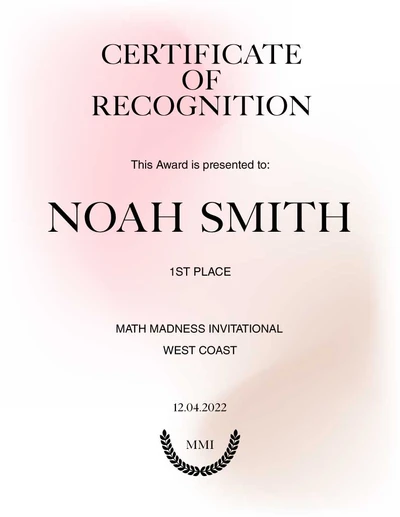 Template Elegant Pink Certificate of Recognition Template