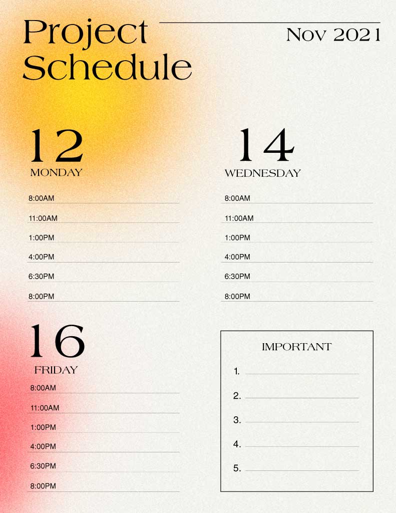 Elegant Project Schedule Poster Template in Amber