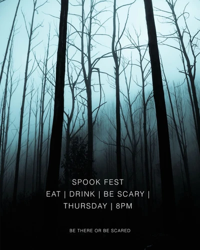 Template Eerie Blue Forest Halloween Party Poster