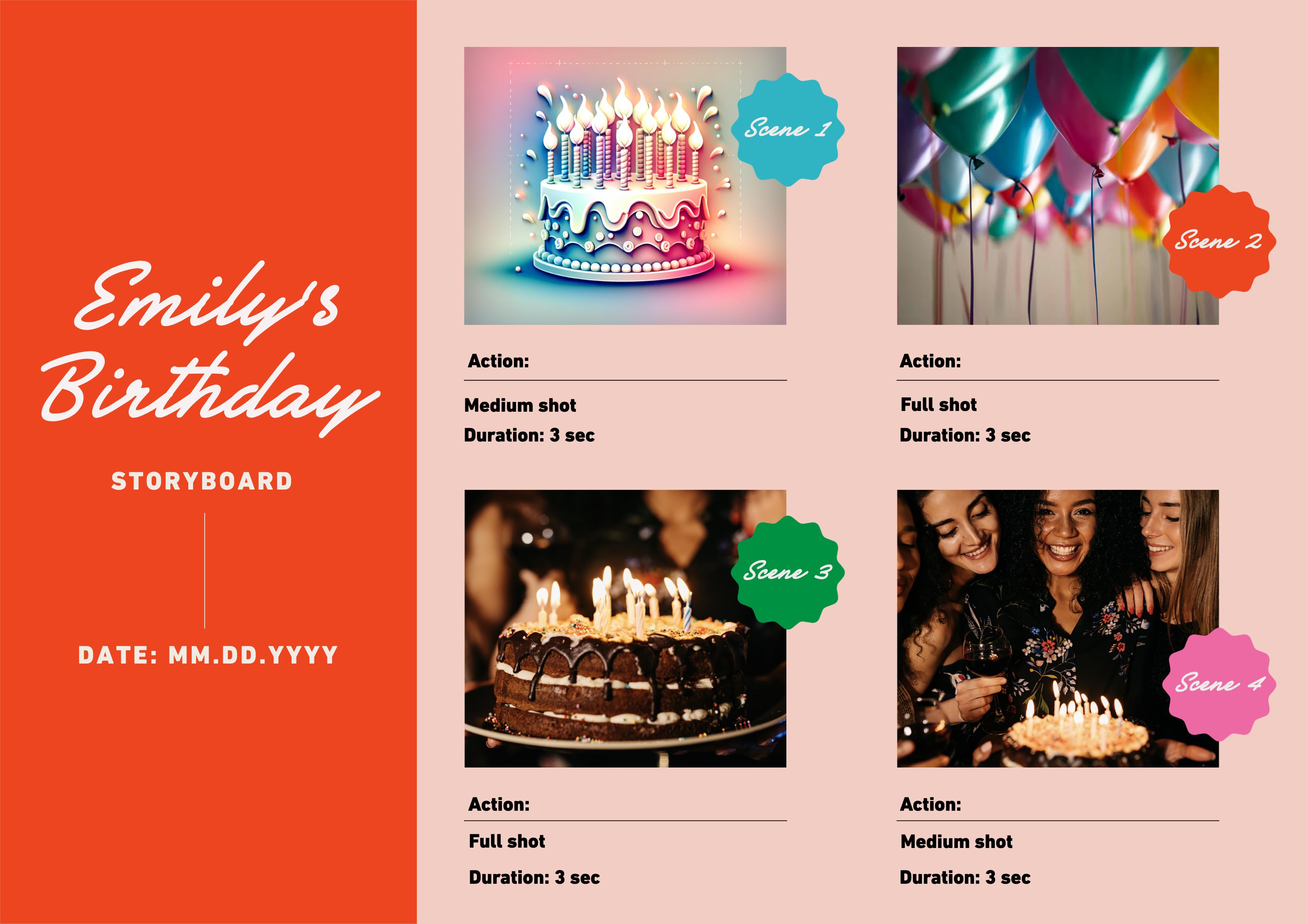 Colorful Birthday Party Storyboard Poster Design