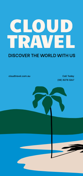 Vibrant Blue Tropical Travel Ad Poster