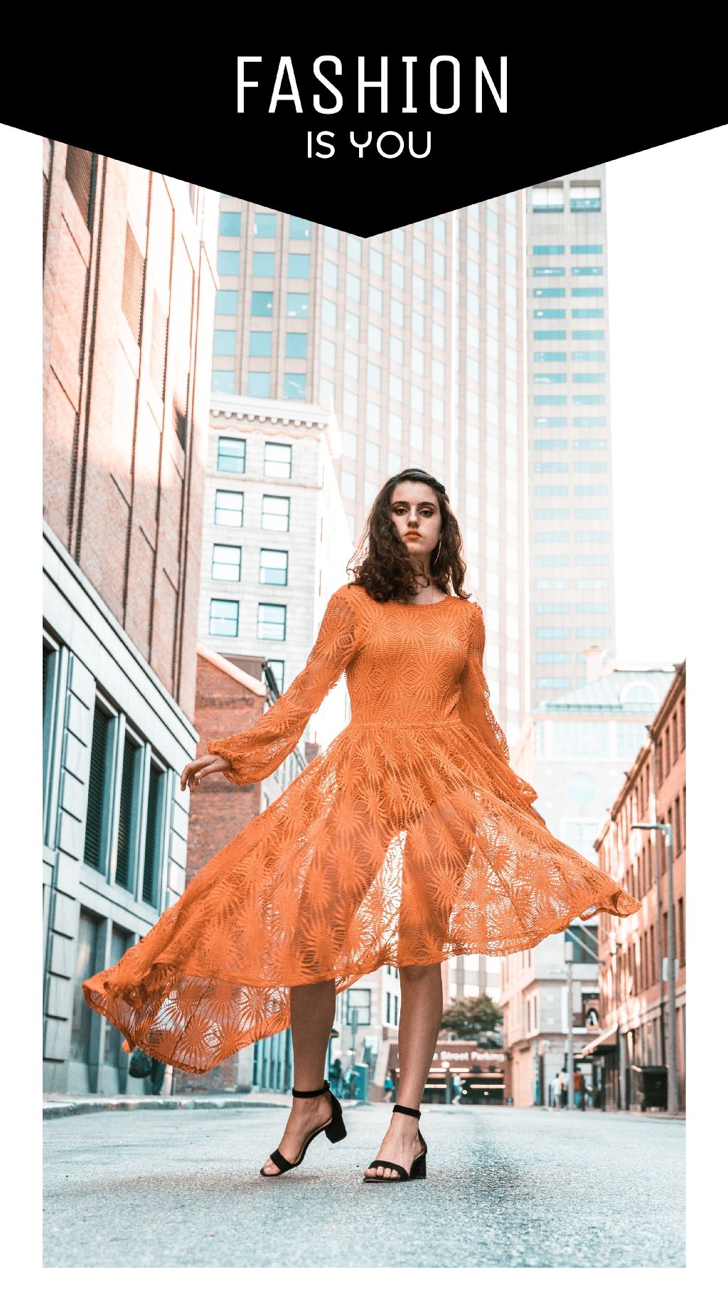 Chic Orange Dress Fashion Poster Design