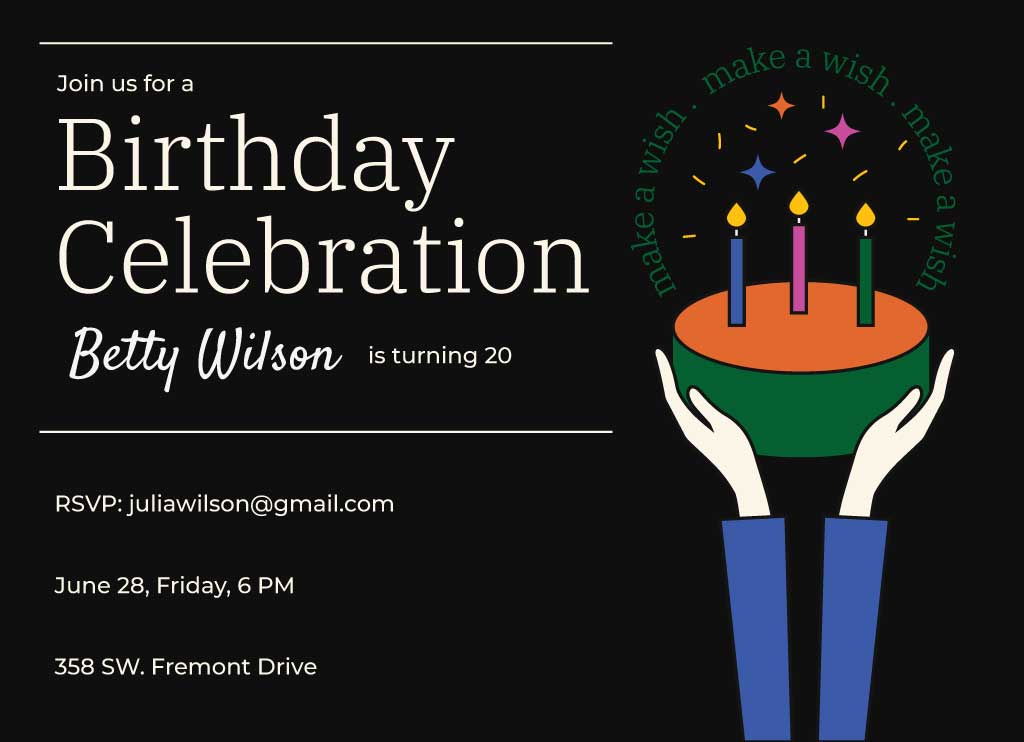 Chic Black Birthday Party Invitation Post