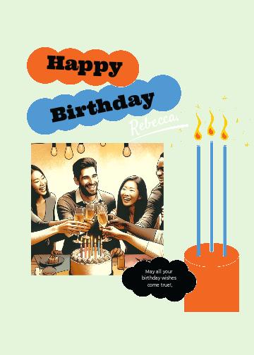 Cheerful Blue and Orange Birthday Post Template