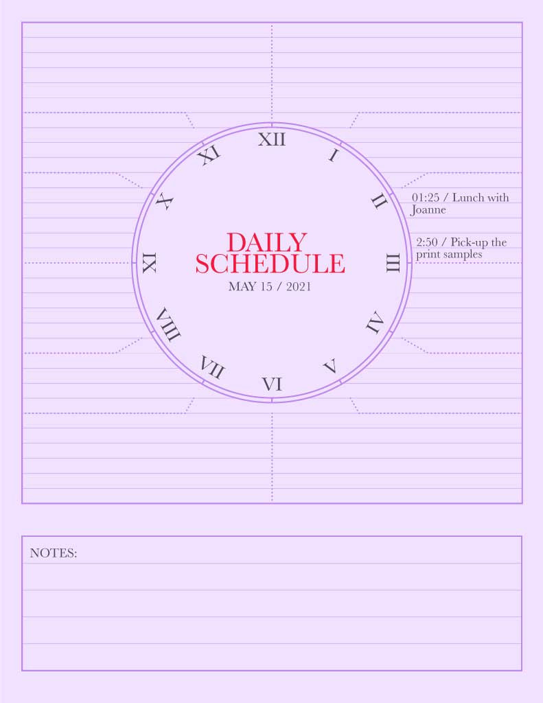 Template Elegant Lilac Daily Schedule Planner Poster