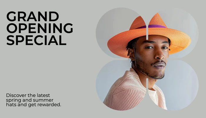 Template Grand Opening Gift Card with Gray Background