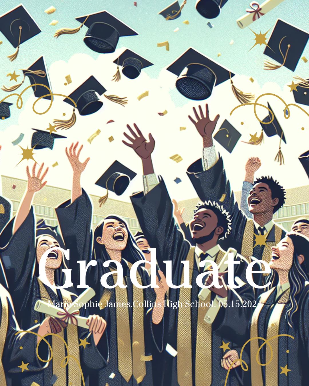 Elegant Black and Gold Graduate Poster Template