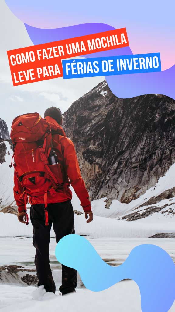 Lightweight Winter Hiking Ad in Red and Blue