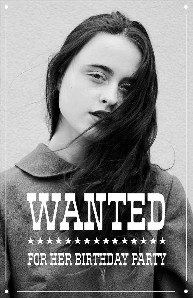 Template Stylish Black and White Birthday Party Poster