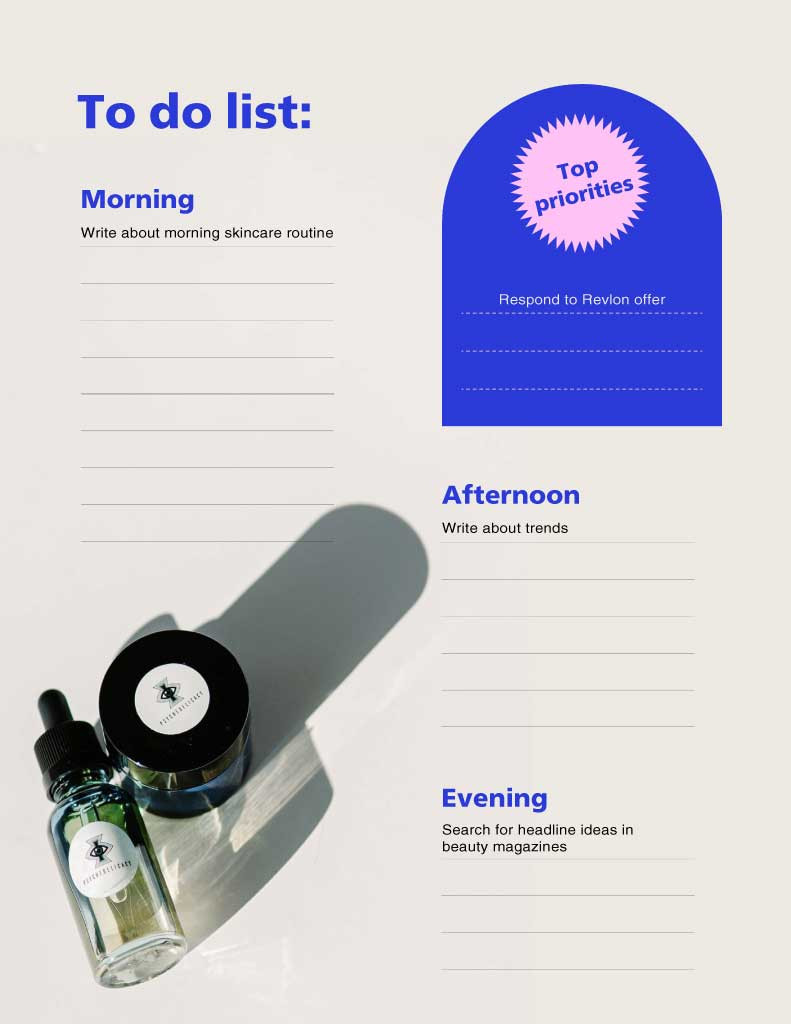 Template Sleek Blue and White To-do List Poster