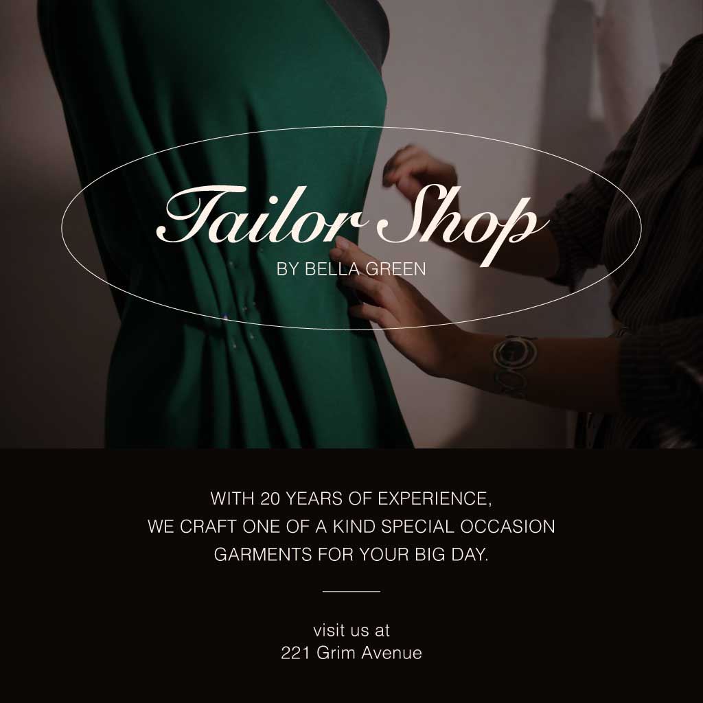 Elegant Green Tailor Shop Ad Design