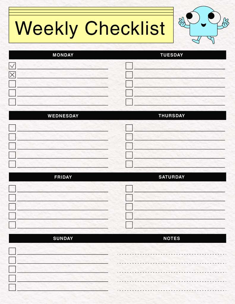 Template Sunny Yellow Weekly Planner Post Template