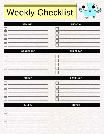 Template Sunny Yellow Weekly Planner Post Template