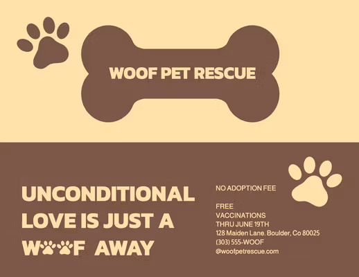 Template Promote Pet Adoption Poster in Brown and Beige