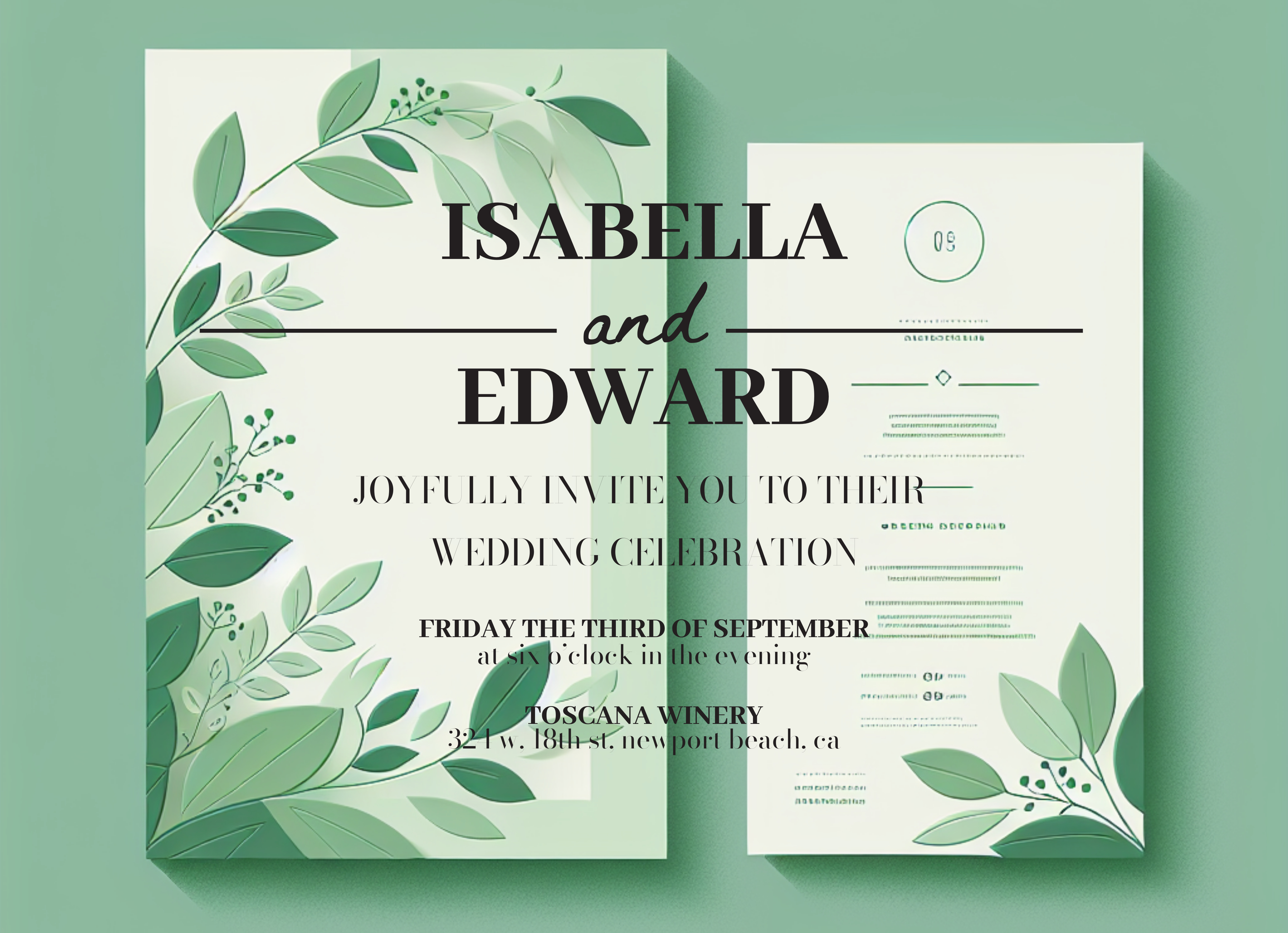 Elegant Green Wedding Invitation Post Template