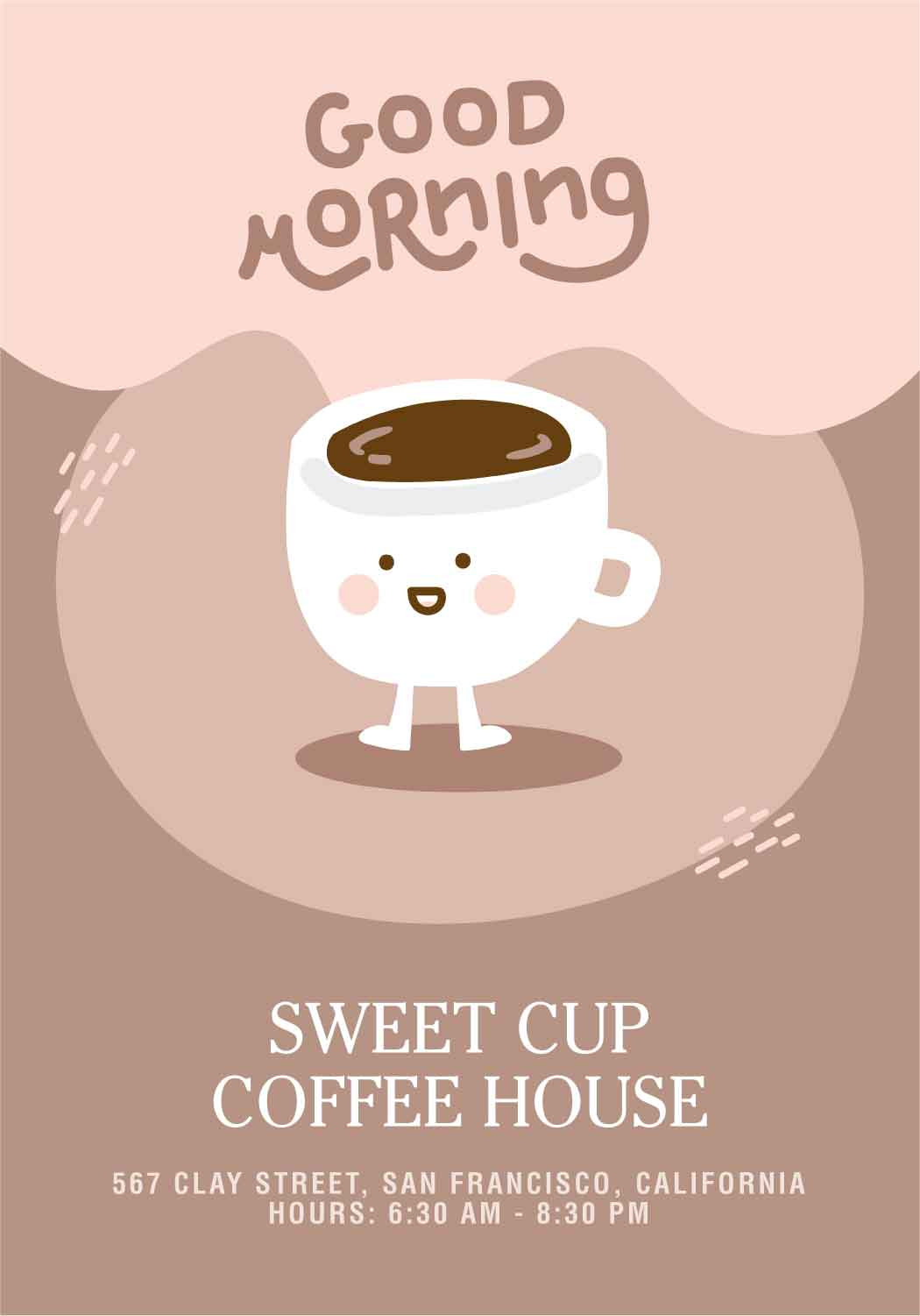 Template Charming Cafe Morning Ad Poster in Pink