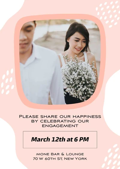 Template Peach Pink Engagement Announcement Post