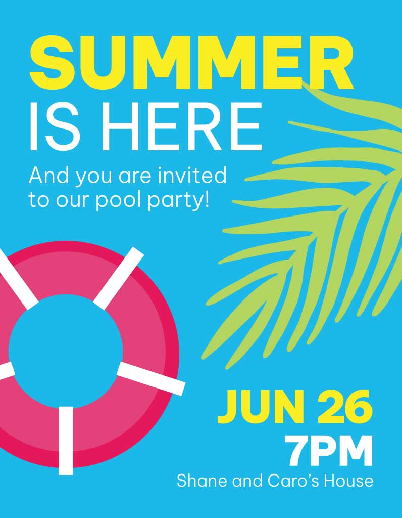 Sunny Pool Party Invitation Poster Design