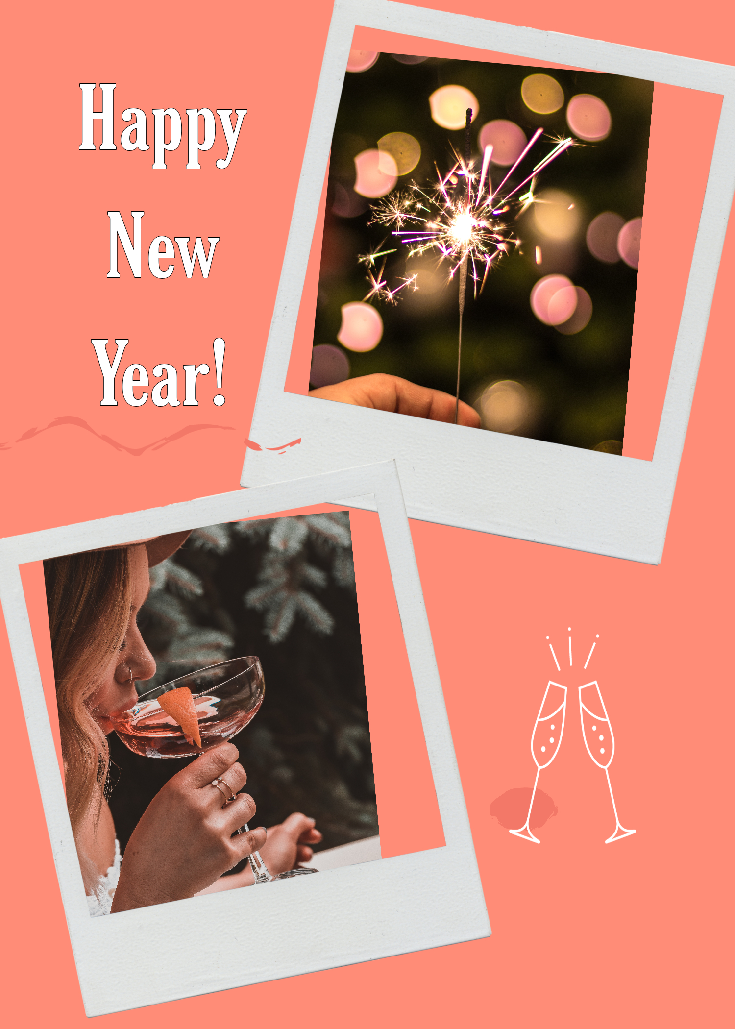 Coral Cheers New Year Poster Design