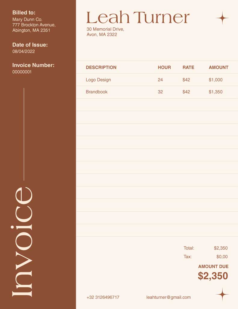 Elegant Brown Invoice Template Design