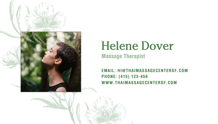 Template Elegant Green Massage Therapist Business Card