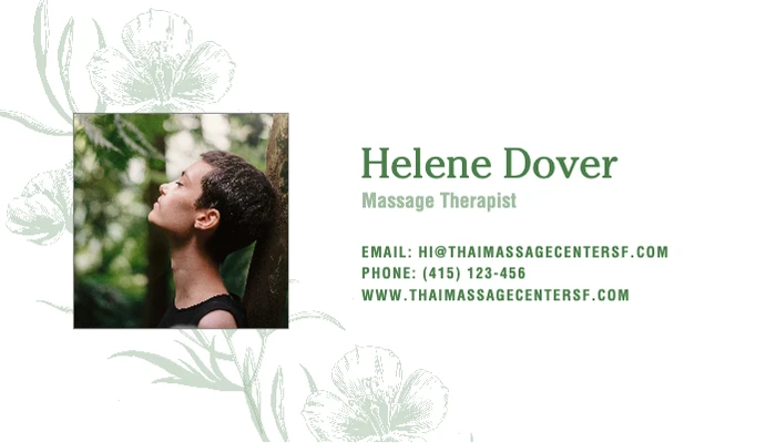 Template Elegant Green Massage Therapist Business Card
