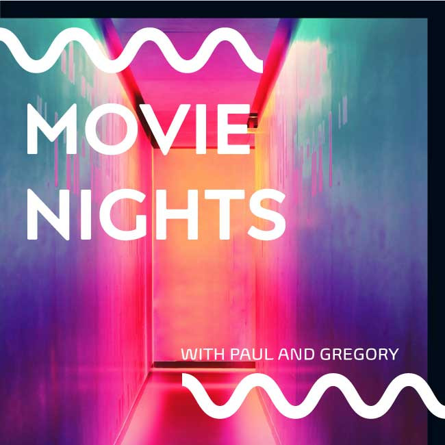 Template Vibrant Movie Nights Poster Pink Purple Highlight