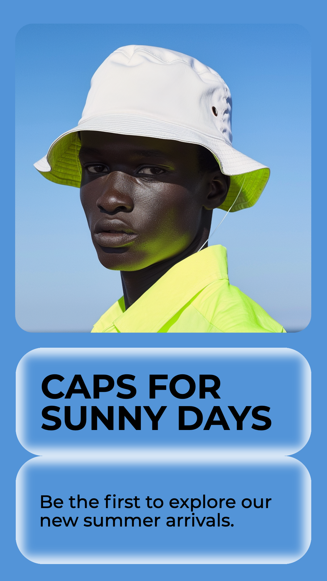 Template Blue Instagram Story Featuring Summer Caps