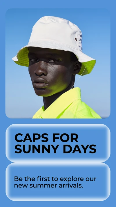 Template Blue Instagram Story Featuring Summer Caps