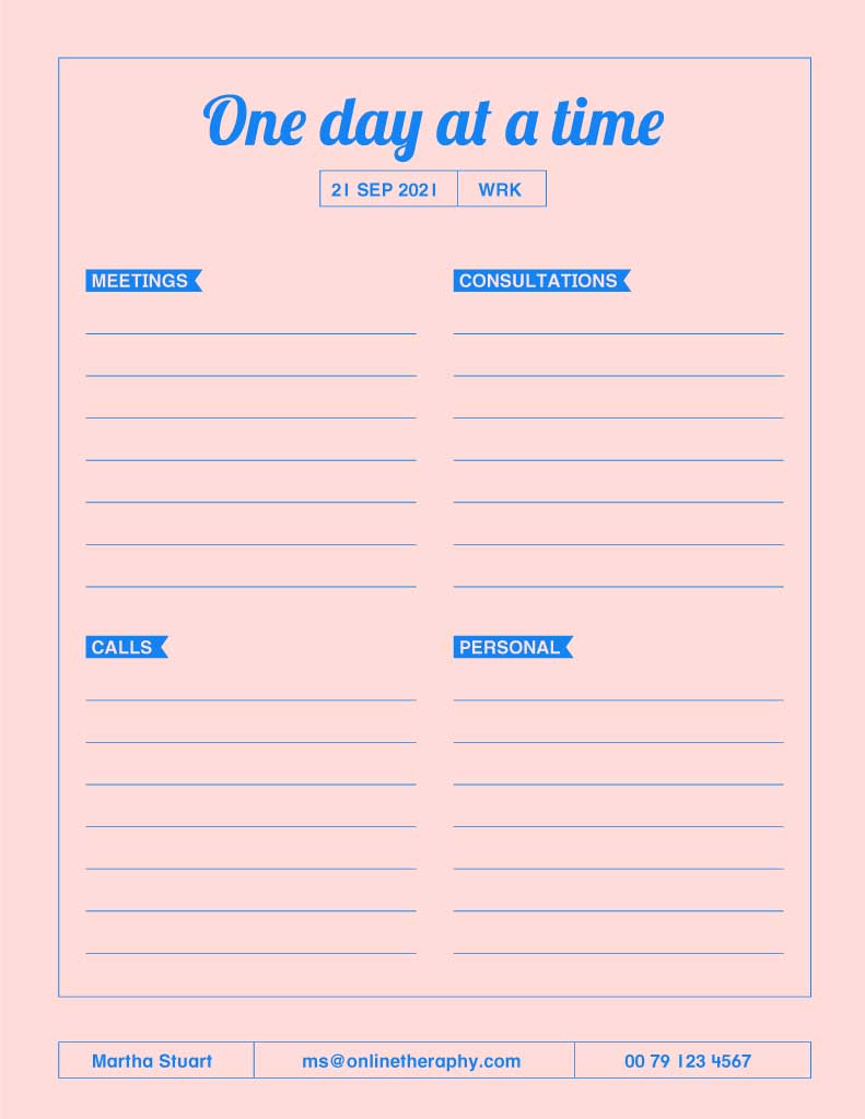 Chic Pink Blue Daily Planner Poster Design