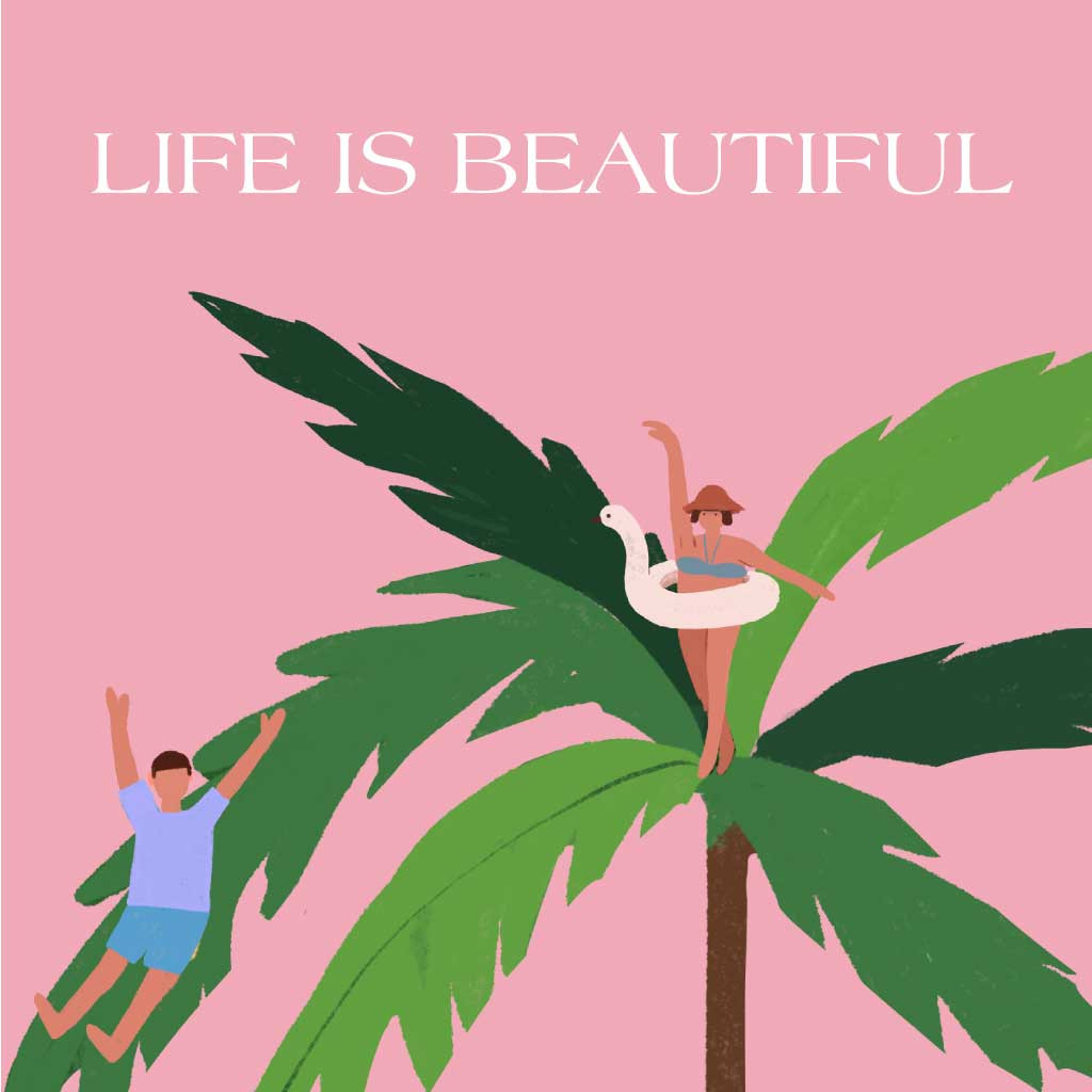 Template Tropical Getaway Pink Poster Design