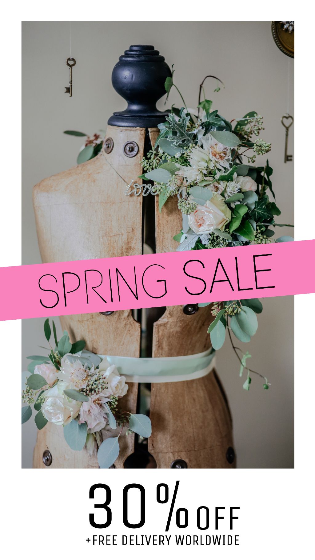 Charming Pink Spring Sale Ad Poster