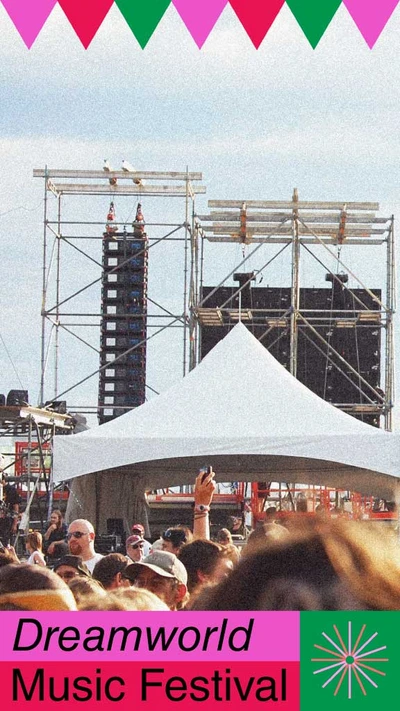 Template Vibrant Music Festival Poster with Purple and Green