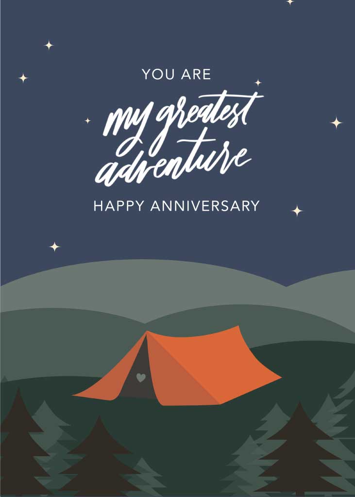 Romantic Adventure Anniversary Poster Navy Orange