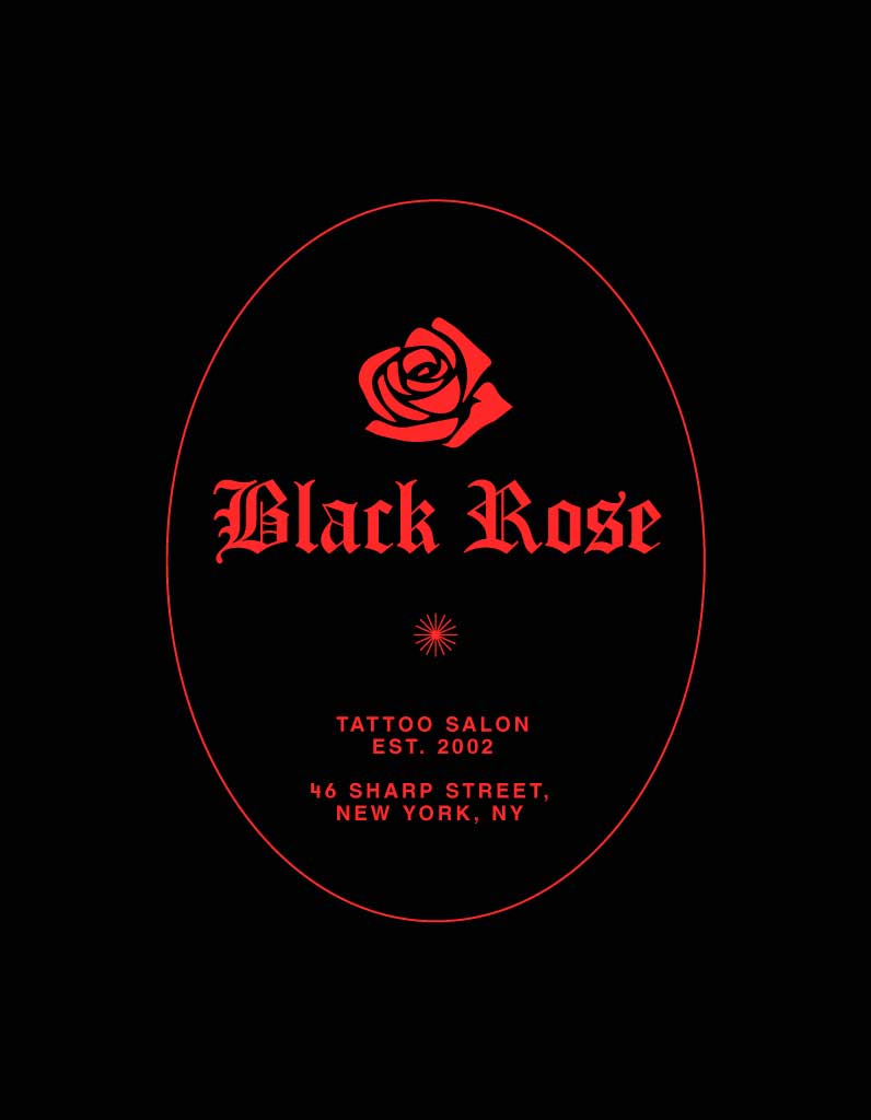 Striking Black Rose Tattoo Shop Poster