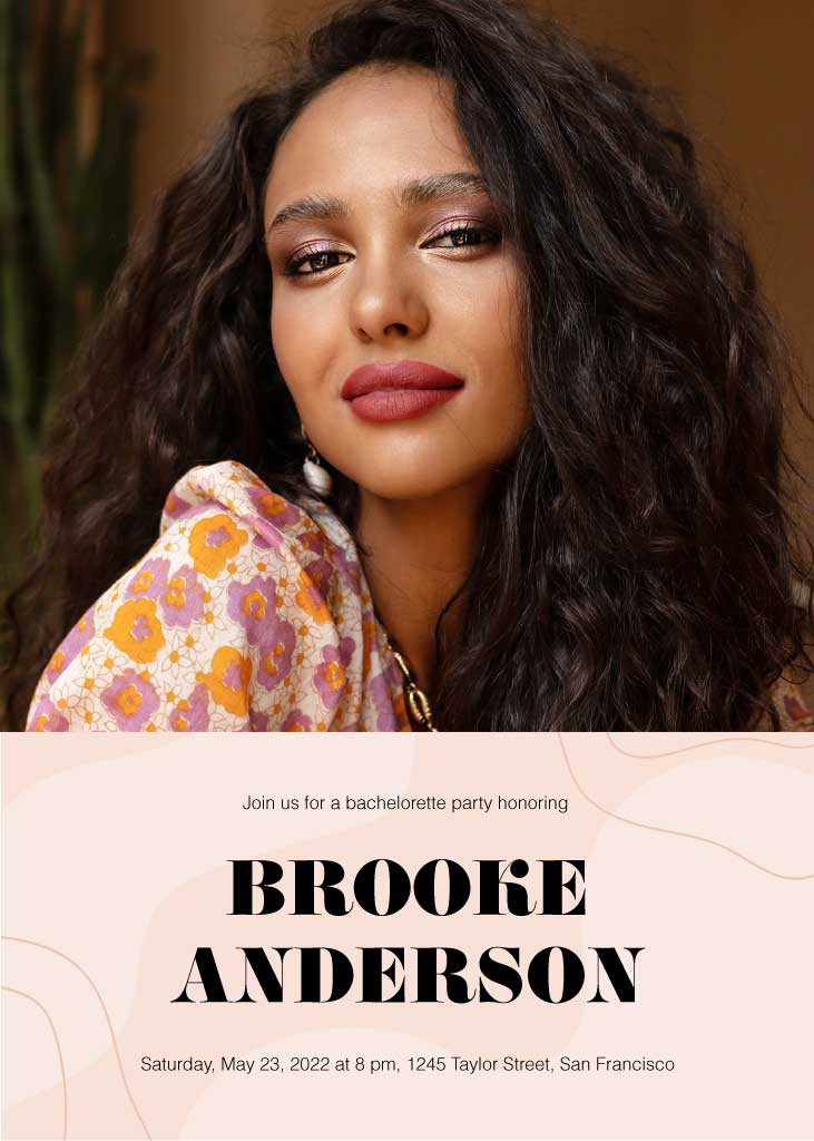 Template Elegant Bachelorette Party Invitation Poster Peach Tones