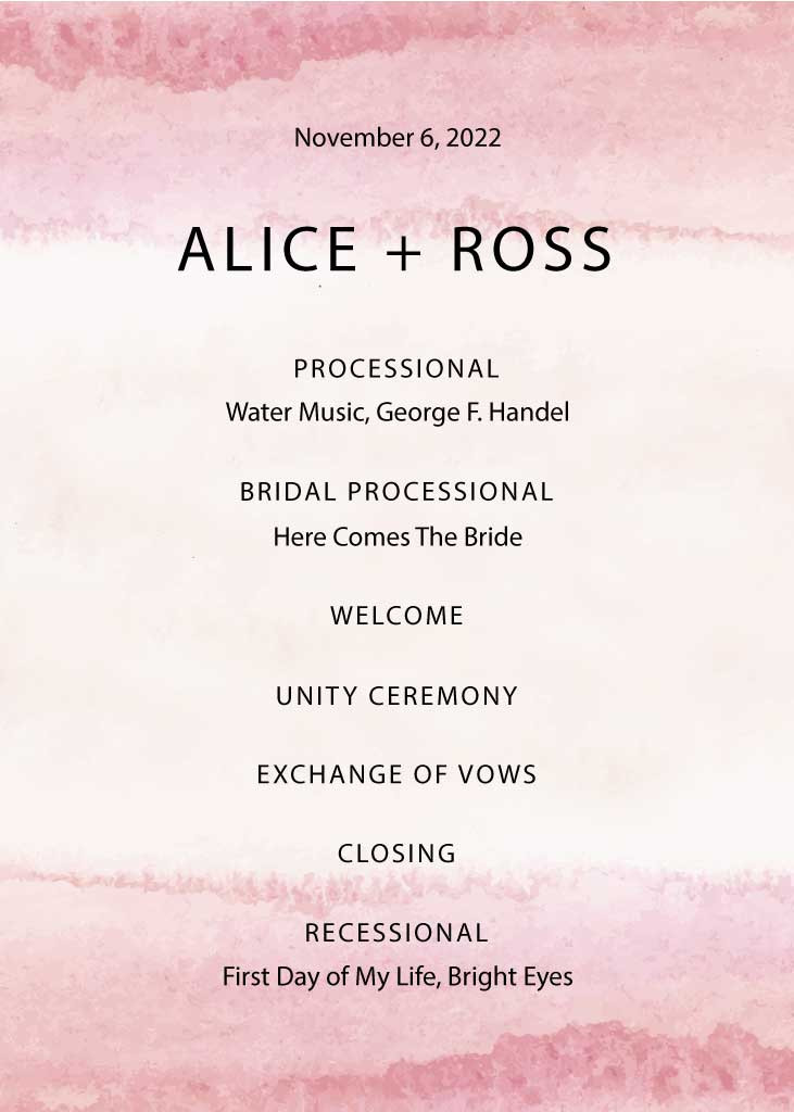 Template Elegant Pink Wedding Program Poster Design