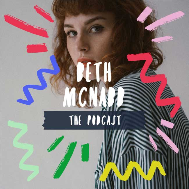 Template Chic Podcast Cover Design with Grey and Pink Accents