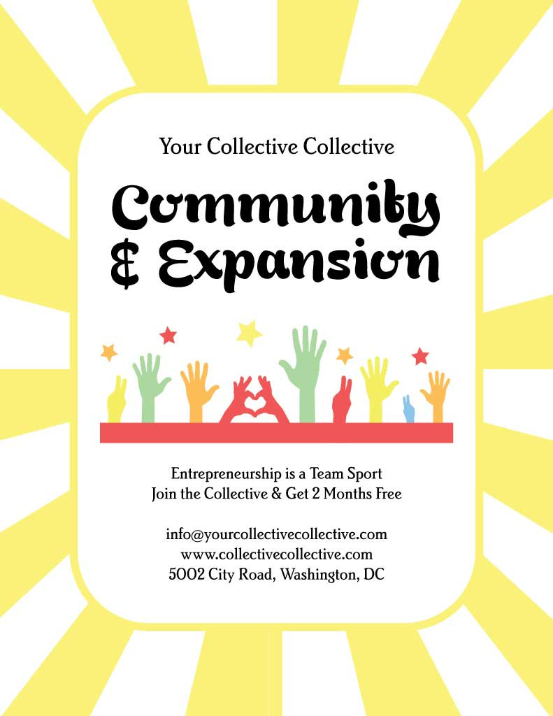 Template Bright Yellow Community Expansion Poster Design