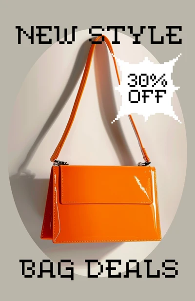 Template Trendy Orange Bag Deals Poster Design